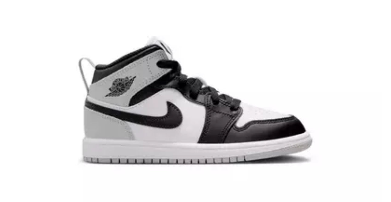 JORDAN 1 MID GREY BLACK WHITE